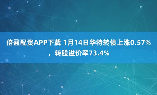 倍盈配资APP下载 1月14日华特转债上涨0.57%，转股溢价率73.4%